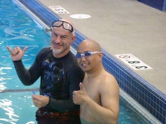 Adult beginning and overcoming fear of water swim lessons