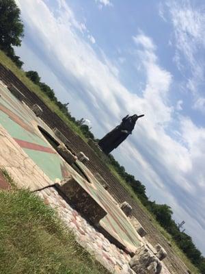 Circular viewing area at the Standing Bear statue