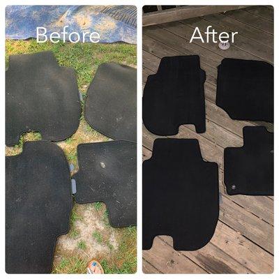 Before and After Floor Mat shampooing