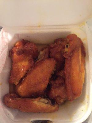 Honey Chicken Wings (fried hard/well done) really good