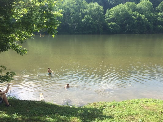 River at the camp site isn't to deep as you walk in