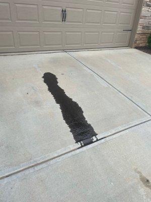 Oil that leaked from my car after getting oil change from Mr Tire