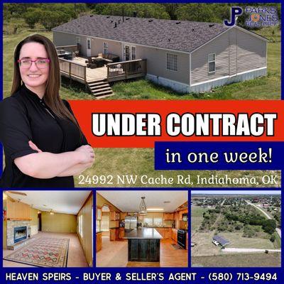 This home for sale in Indiahoma, OK went under contract in less than a week. I was the buyer's agent and seller's agent for this transaction