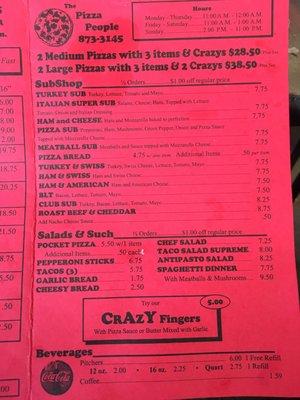 Menu side 2