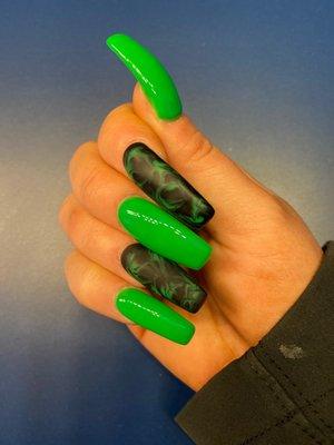 I asked for a neon green smoke/marble effect and Kathy completely killed it