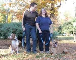 Carly & Sara with two of Carly's dogs, Wyna and Boon