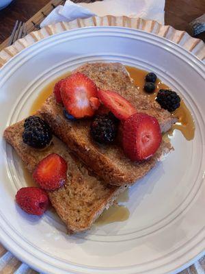 French toast featuring homemade bread with berries - To Die For!