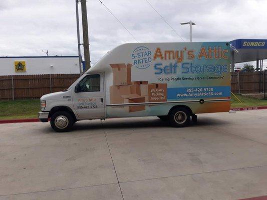 Amy's Attic Self Storage - Waco.  Truck for move-ins.