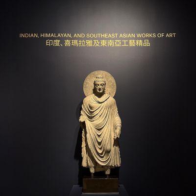 Christie's Asia Week New York 2022  A LARGE GREY SCHIST FIGURE OF BUDDHA ANCIENT REGION OF GANDHARA 3rd to 4th Century