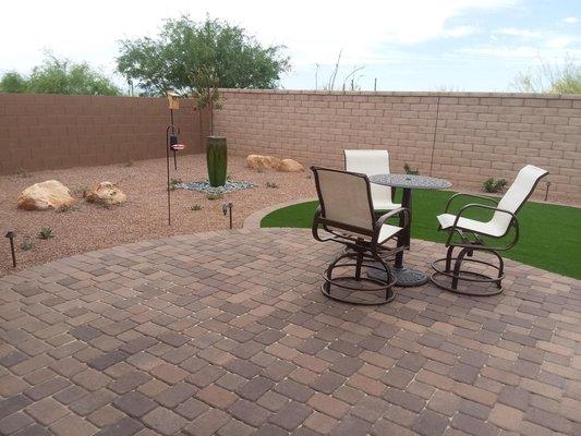 Backyard Paver Patio w/ Water Feature