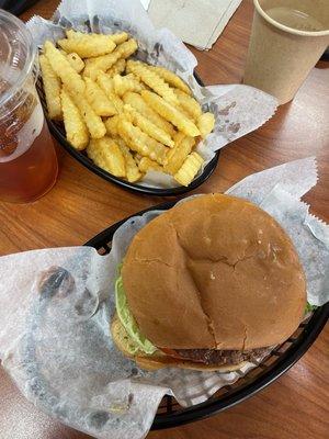 Millstone burger and fries