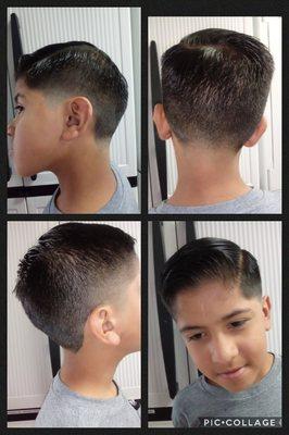 Comb over fade with bald taper