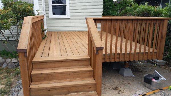 Pressure treated deck and railing