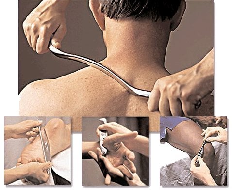 Graston Technique is used to break up restrictive and tight connective tissue.