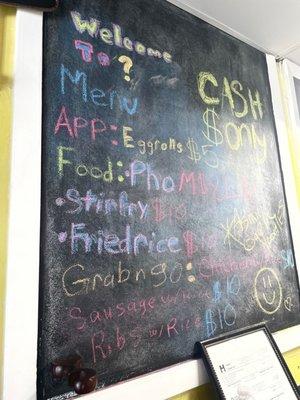 Chalk menu