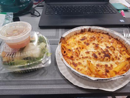 Baked ziti entree comes with side salad