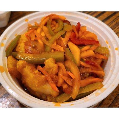 Fillet fish with sweet and sour