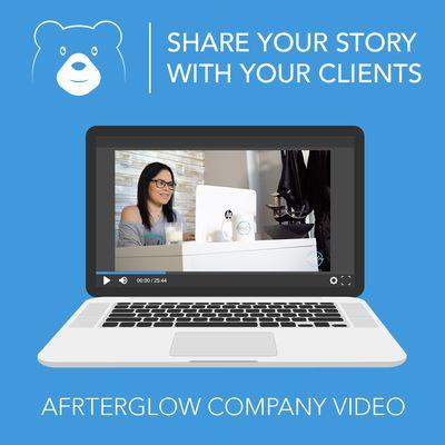 Share your story with your clients. This is a shot from a company overview video for Afterglow Sunless Tan.