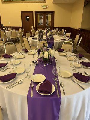 Table settings for our 50th reunion dinner