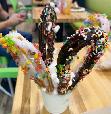 Spaniard Churro with Chocolate and Strawberry