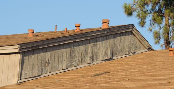 One of MANY examples of "deferred" maintenance.  Siding was probably never painted.