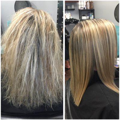 Keratin treatment before and after