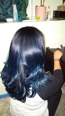 Blue balayage by Norma!  Picture doesn't do any justice for how amazing it looks in person