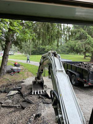 Driveway prep for paving.