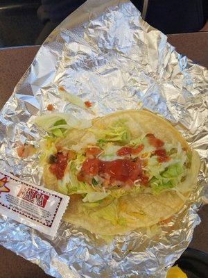 Fish taco, pretty good even if it doesn't look pretty