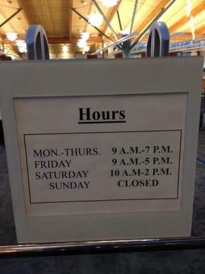 Library hours.