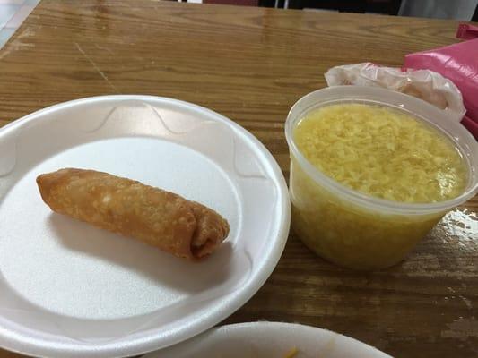 Egg roll and egg drop soup