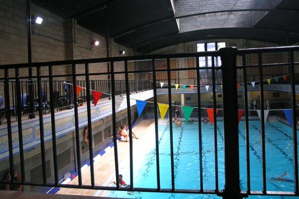 Heated pool under skylight