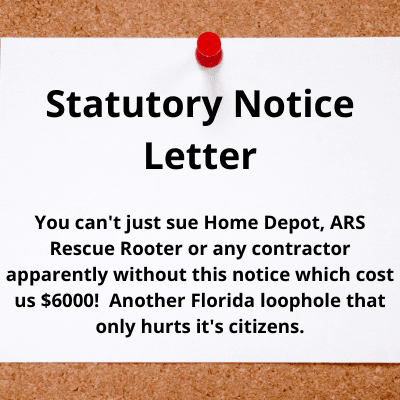 We tried to sue Home Depot but there is this Florida Law that is just wrong and letting Home depot bully us!