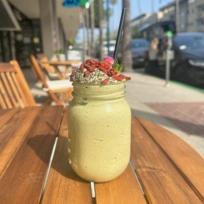 The Garden Of Eden smoothie (Avocado, pineapple, banana, hemp seed, coconut water, almond milk, monkfruit, chia seed, goji berry)