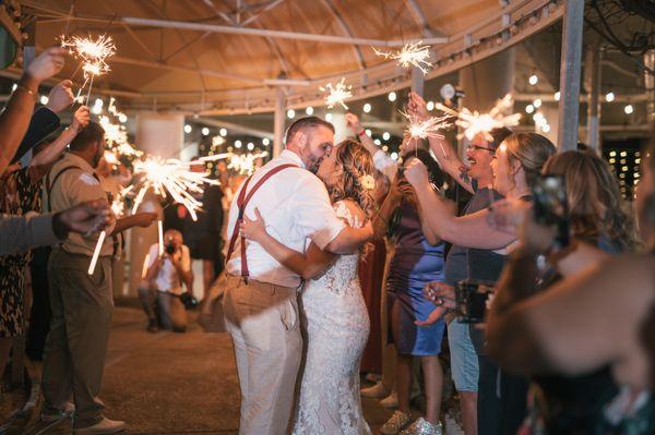 Beach wedding reception sparkler exit Port Aransas, Texas