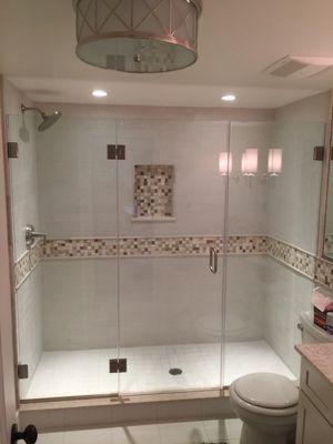 Custom inline 3/8" glass shower