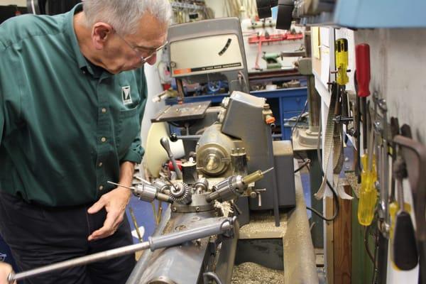 Bob Osmun, making his famous Osmun mouthpieces.