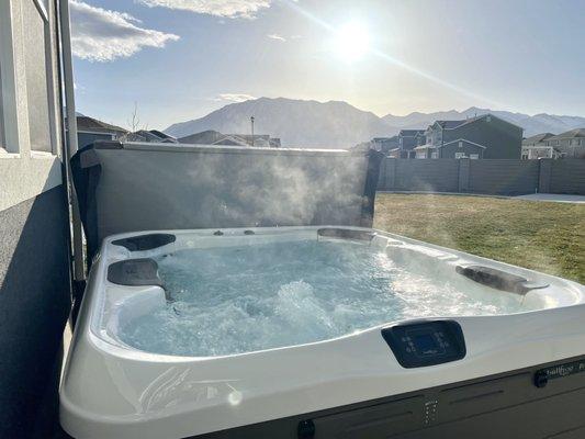 Love having the hot tub in our backyard!