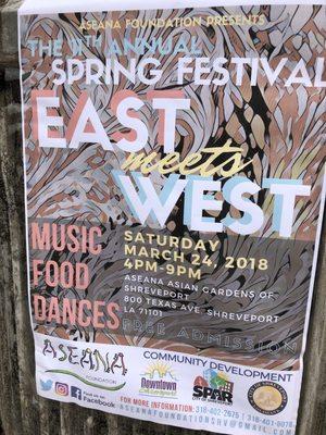 3/24/18. Saturday evening. 11th Annual Spring Festival.