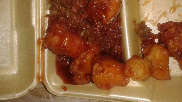 This is suppose to be sweet and sour chicken, so why is sesame sauce  covered all over it? This is "not" what I ordered!