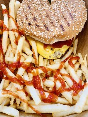 Burger with fries