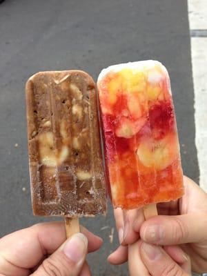 Homemade Popsicles. The #1 (pineapple, banana, lilikoi, papaya) and the #6 (chocolate, banana, coconut, avocado)