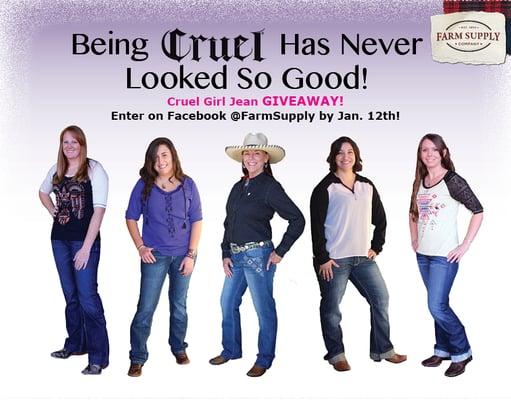 Here is your chance to win a pair of jeans or a shirt from @cruelgirljeans!! Last day to enter is Jan. 12th by 5pm.