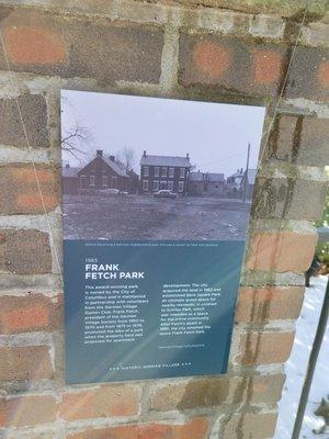 Signage about the history of the space