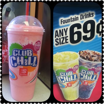 Something cold for a hot summer day. All speedways have this deal. Any size for $.69. You can't beat that.