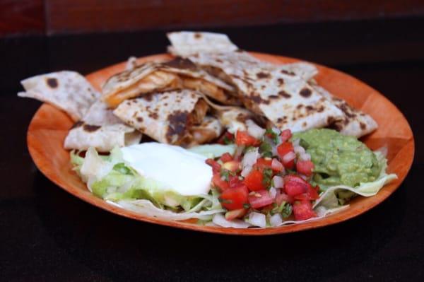 Garlic onion shrimp quesadilla.