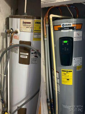 Water heater replacement-before/after