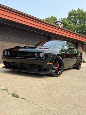 2023 dodge challenger srt hellcat - single stage paint correction with a 7 year ceramic coating.