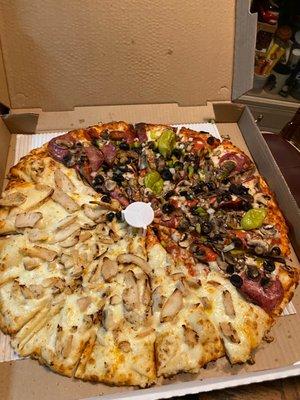 Eddie 's Famous Combination Pizza and Garlic Chicken