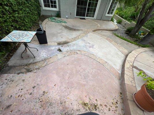 BEFORE - Backyard - Multi-level dumb concrete w/ drains that don't work